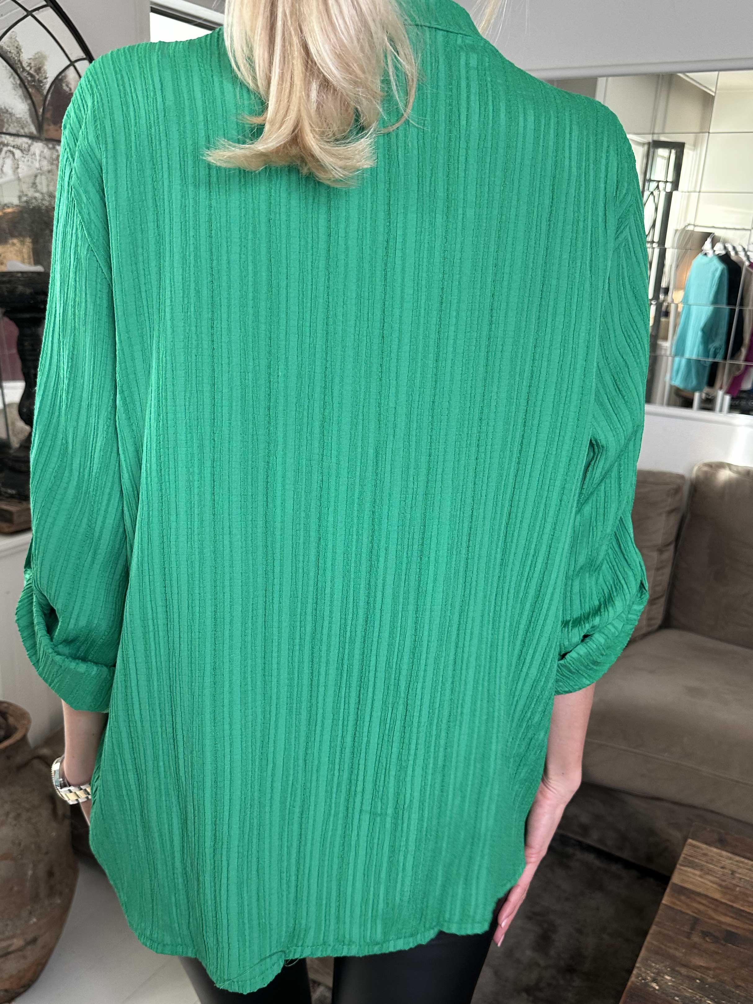 Karah - Enfärgad skjorta i crepe-look